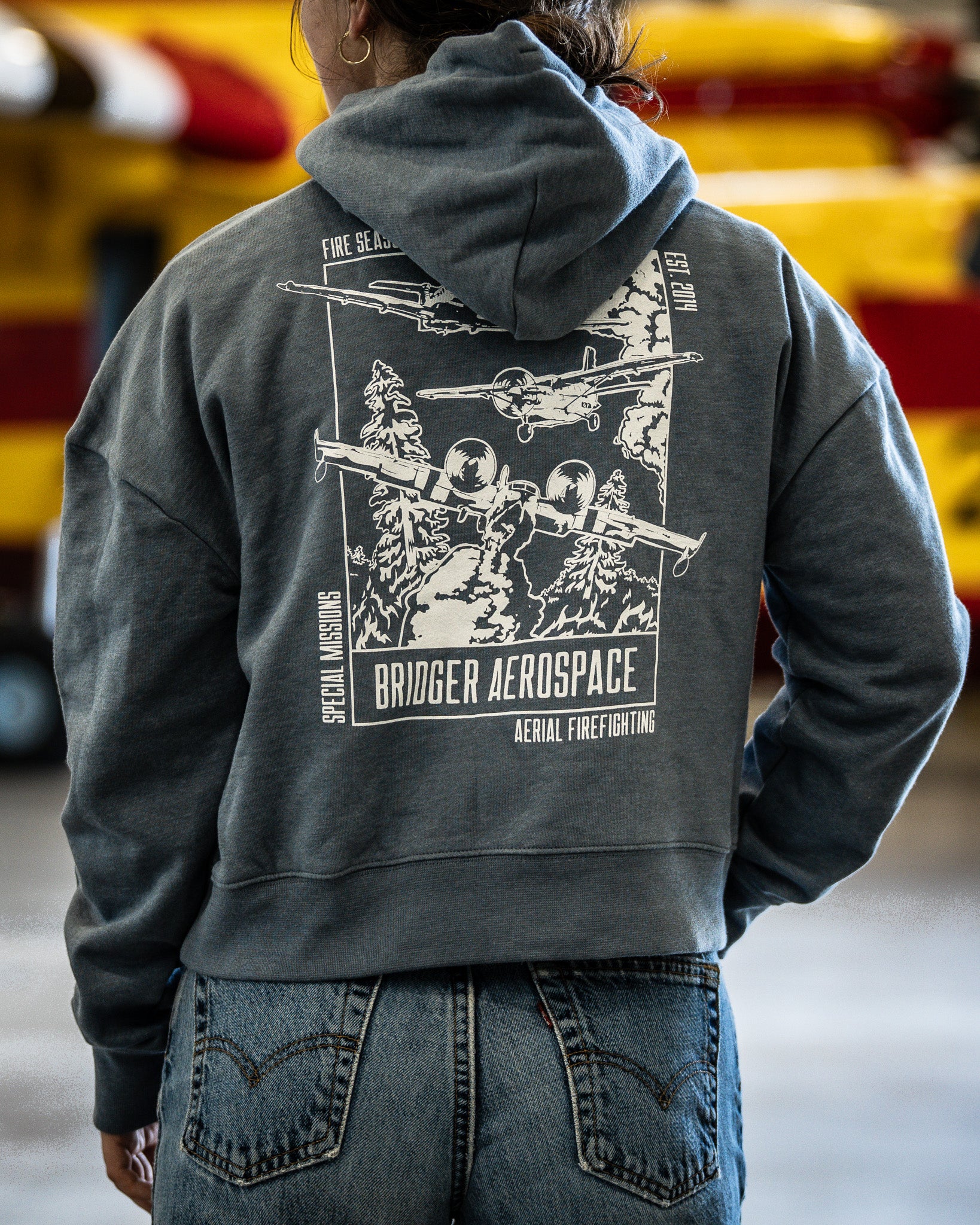 Women's Aerial Firefighting Cropped Hoodie | Ice Blue