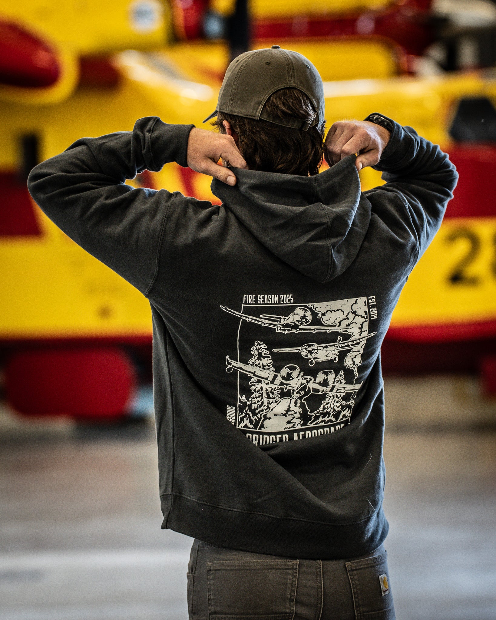 Men's Aerial Firefighting Hooded Sweatshirt | Charcoal