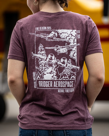 Women's Aerial Firefighting 2025 T-Shirt | Maroon