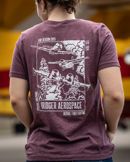 Women's Aerial Firefighting 2025 T-Shirt | Maroon